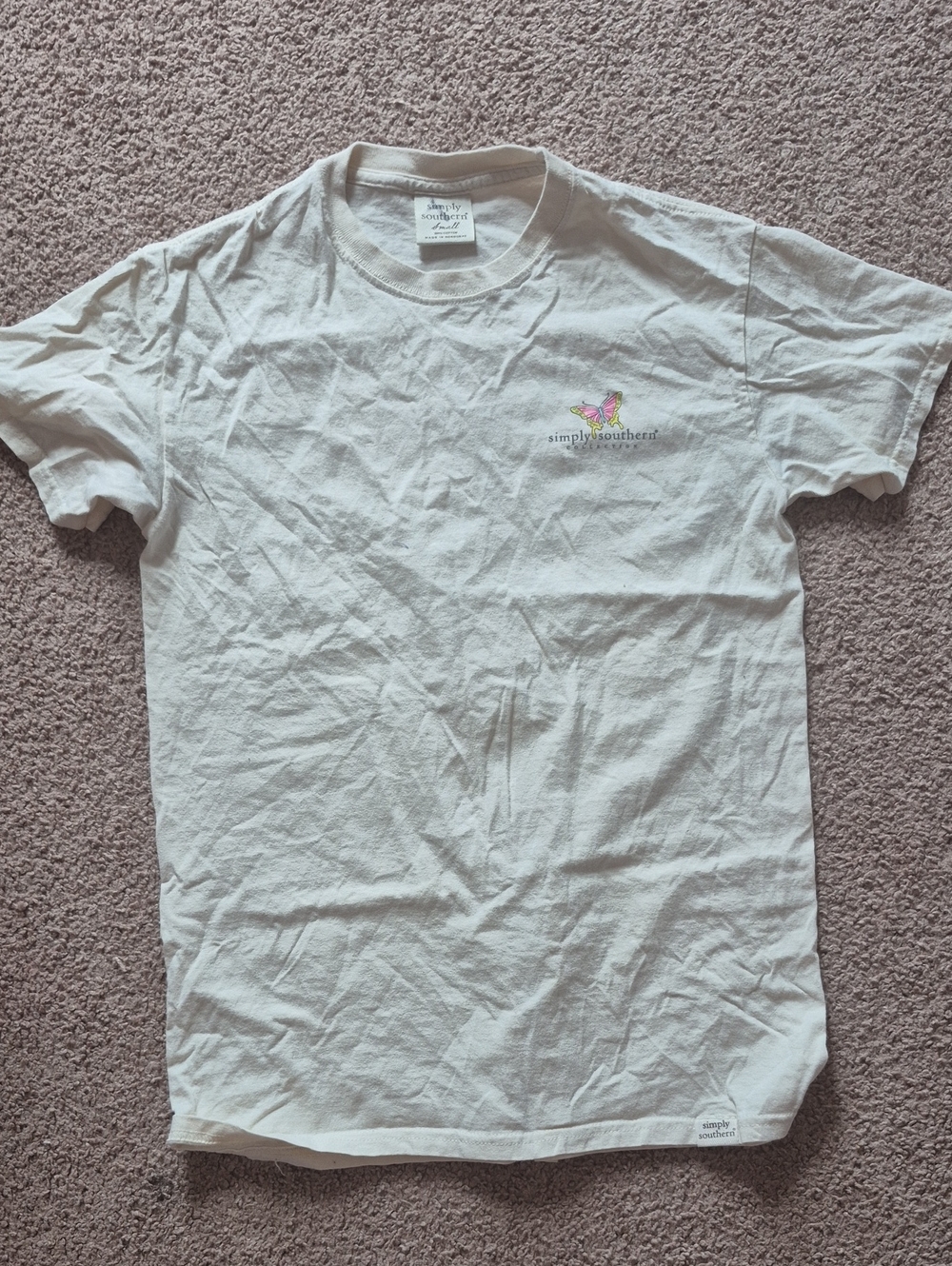 Simply Southern White Short Sleeve Crewneck Tee with Small Floral Logo